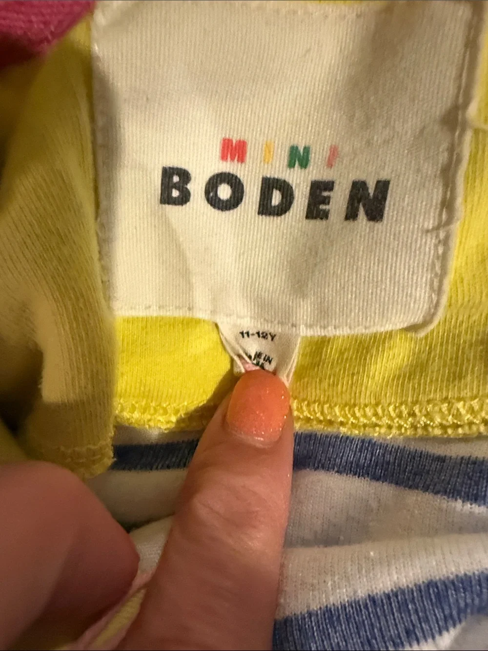 Mini Boden Girls Navy Stripe Swim Coverup with Rainbow